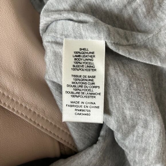 Rebecca Taylor Garment Washed Leather Moto Jacket in Nude Blush Pink Size 6 - Picture 5 of 5